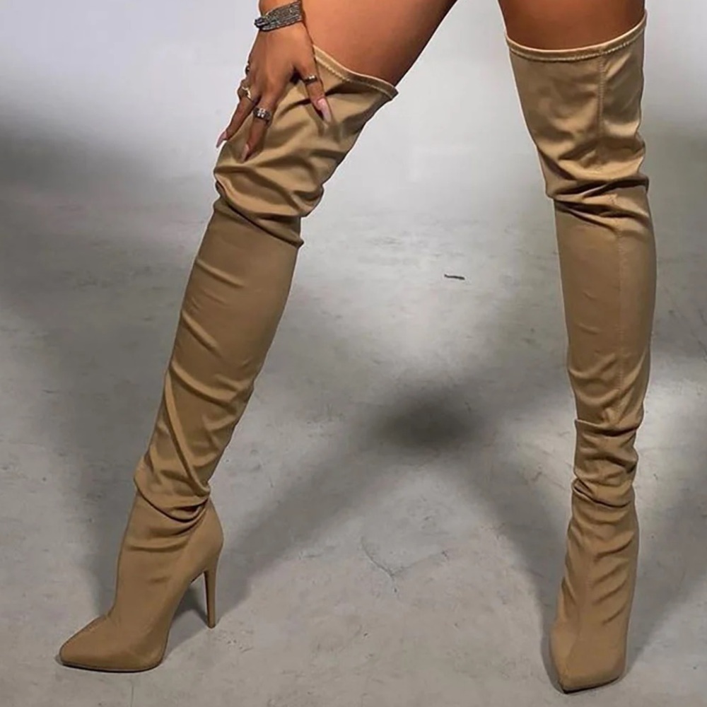 Brand New Fashion Nova Keyana Thigh High Boot - Nude